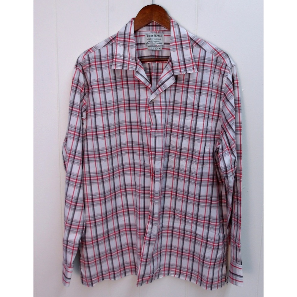Lucky Brand Mens Plaid Button Up Long Sleeve Shirt Casual Top